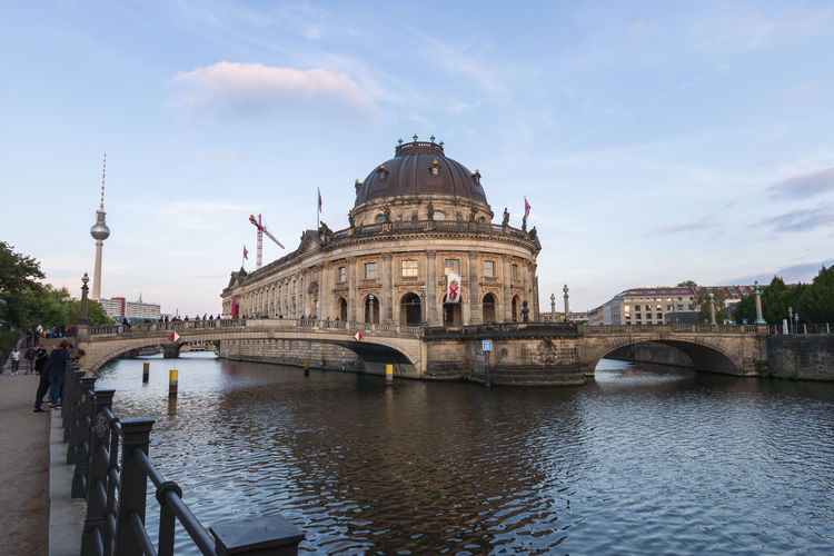 The bode museum located on museum island berlin mitte at sunset