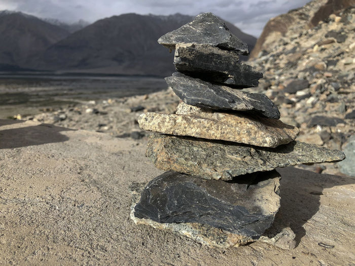 Stack of rocks on land