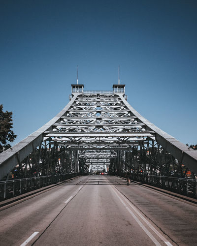Bridge against clear blue sky
