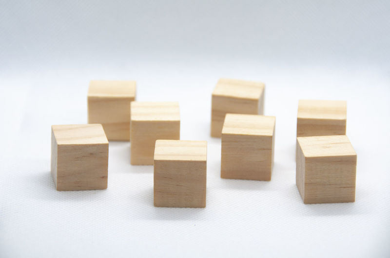 Close-up of toy blocks on white background