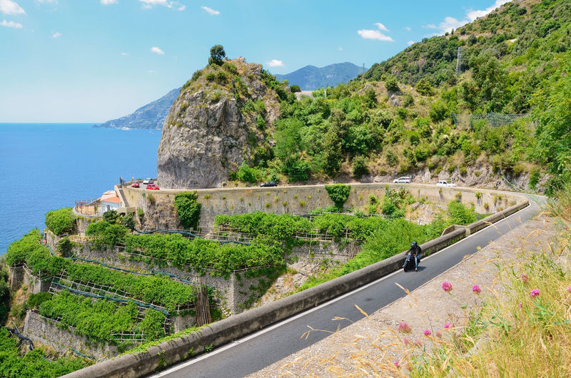 High angle view of road on amalfi coast