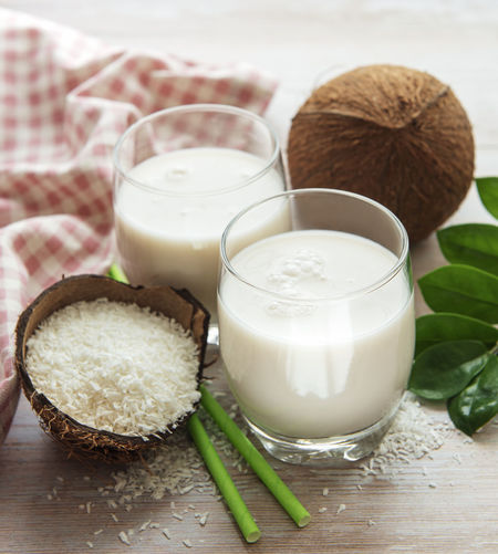 Fresh coconut milk, vegan non dairy healthy drink