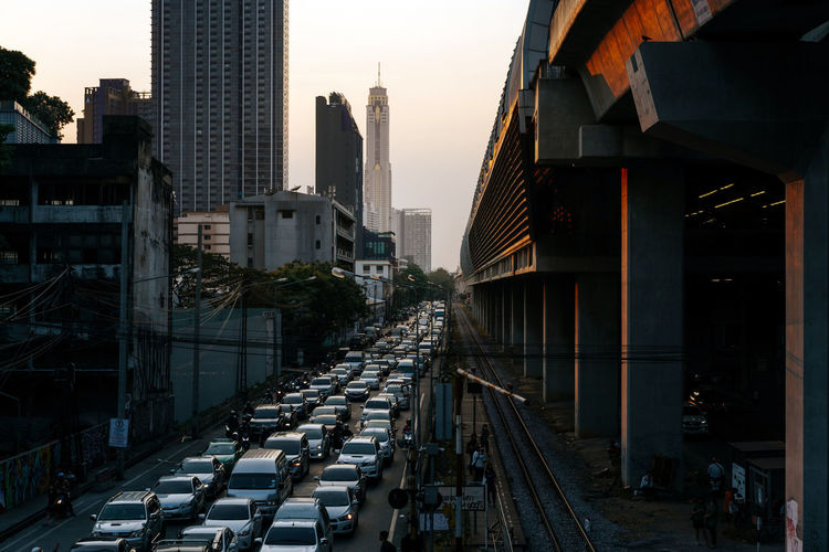 Traffic jam during rush-hour in bangkok, thailand