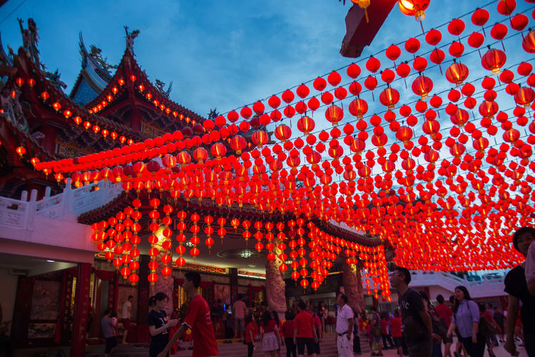 People at decorated thean hou temple during chinese lantern festival