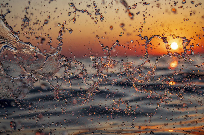 Waterdrops in sunset light