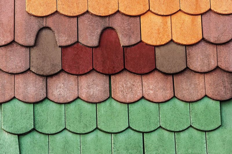 Close-up of multi colored roof tiles