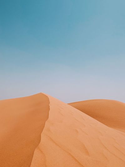 SAND DUNES IN DESERT AGAINST CLEAR SKY