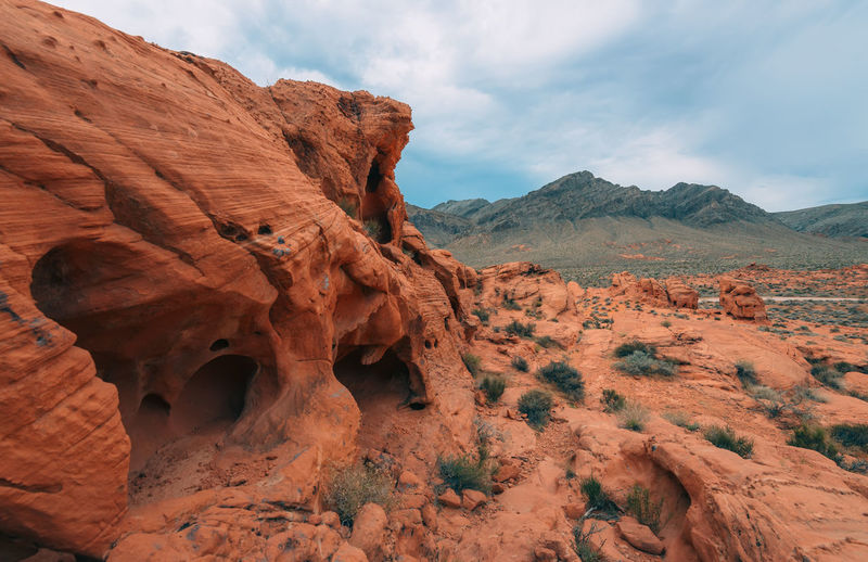 View of rock formations against sky