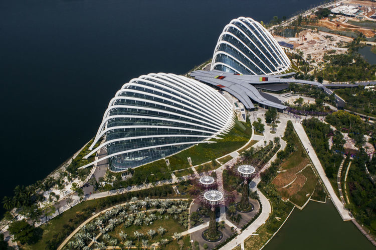 Aerial view of gardens by the bay