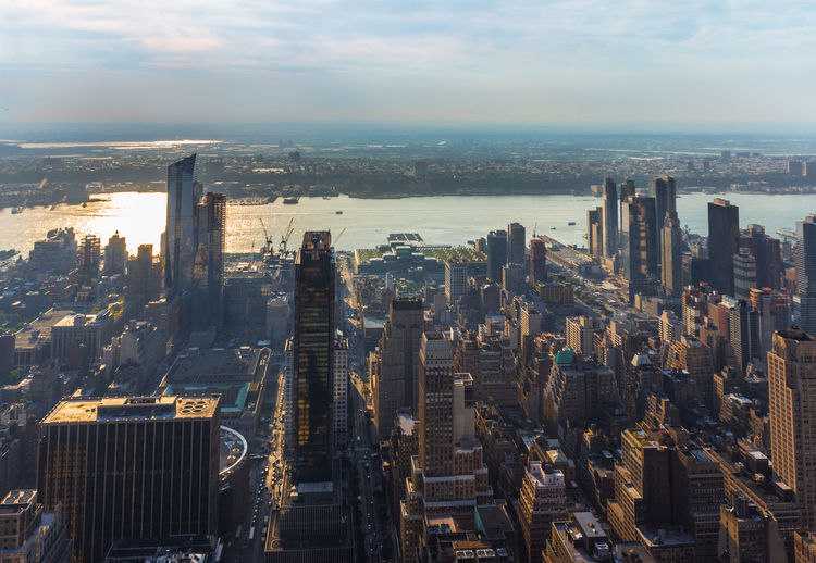 High angle view of buildings in city