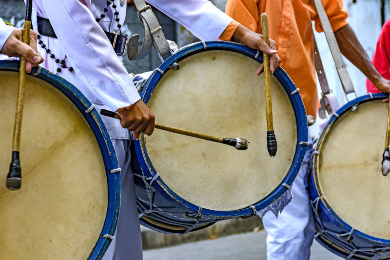 Marching band playing drums during celebration