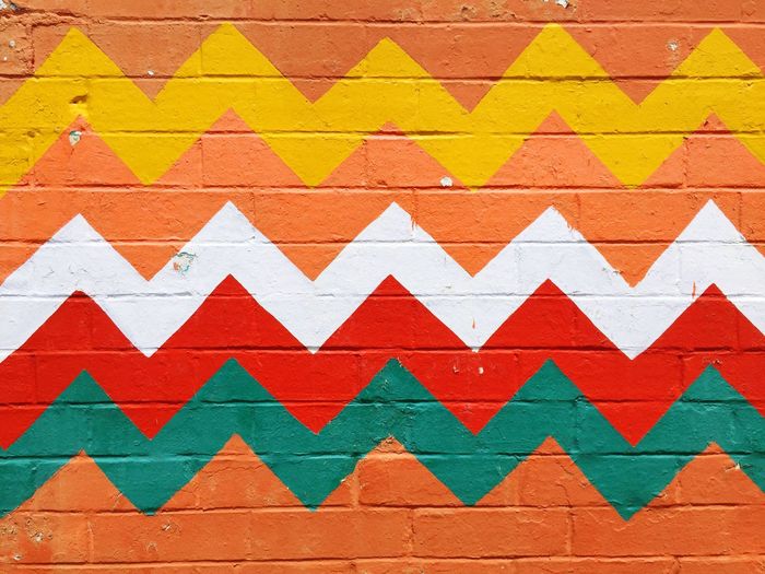 Wall painted in chevron pattern