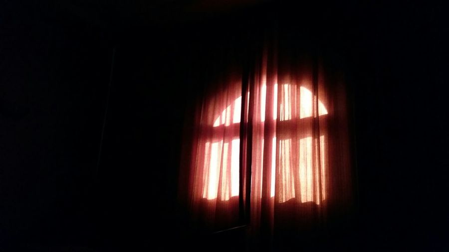 View of curtains in the dark