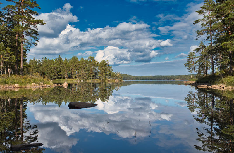 Scenic view of lake against sky