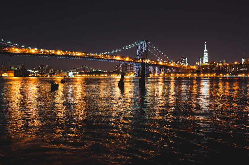 Illuminated city at night