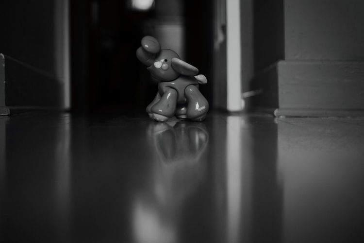 Toy elephant on flooring at home