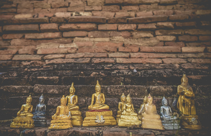 Low section of buddha figurines
