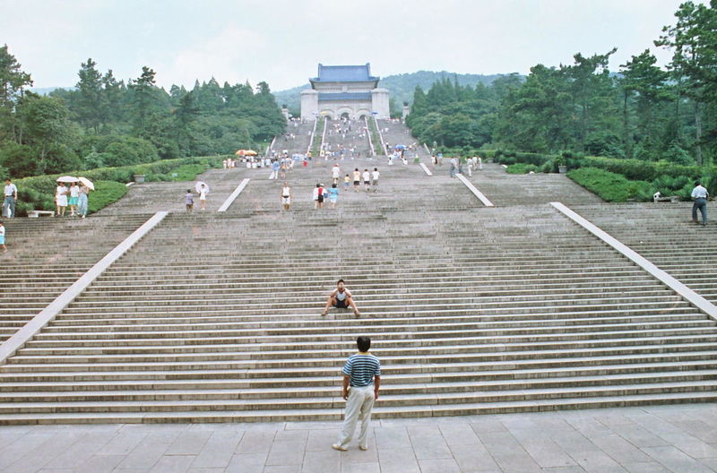 Staircase leading towards sun yat-sen mausoleum against sky