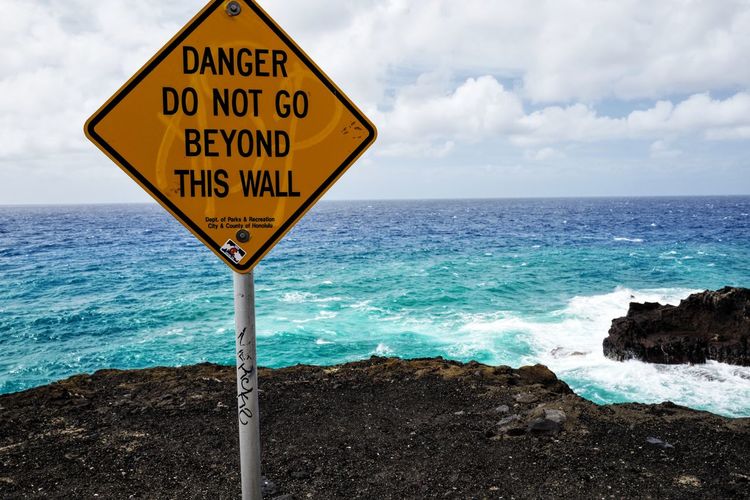 Warning sign at beach