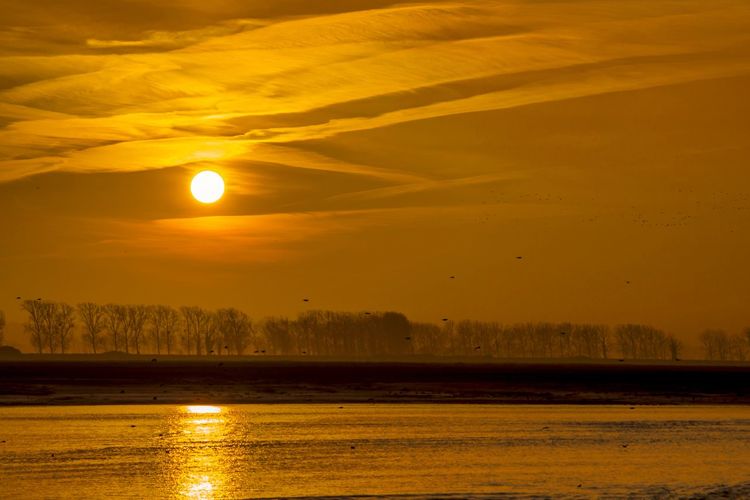 Scenic view of sea against sky during sunset