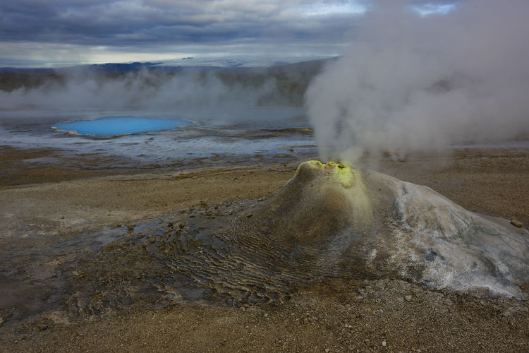Geyser at the geothermal area at hveravellir in the centre of iceland