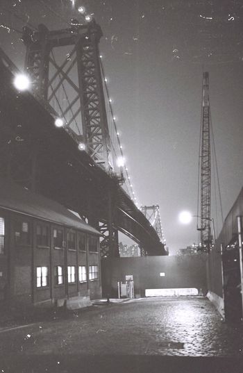 Low angle view of illuminated bridge