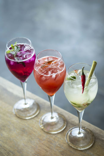 Close-up of wineglass on table