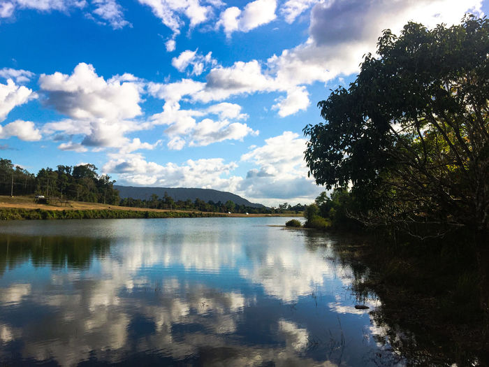 Scenic view of lake against sky