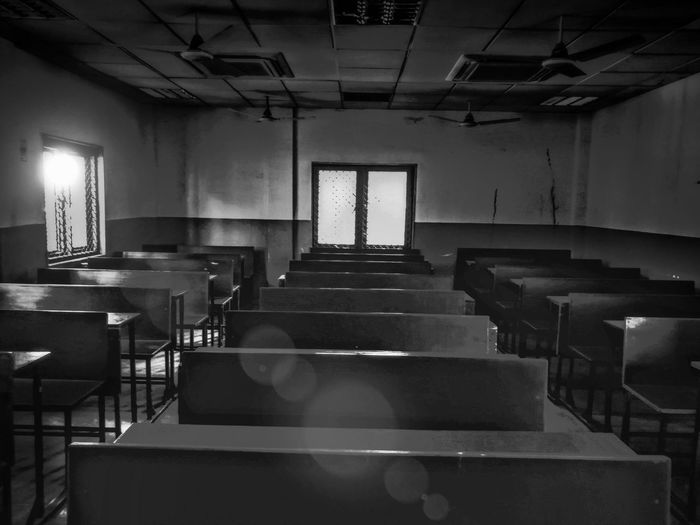Interior of empty classroom