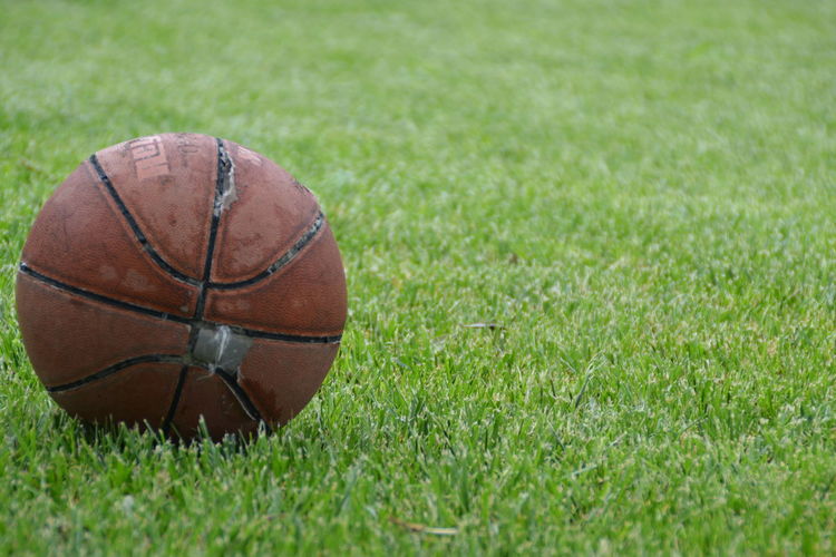 Close-up of ball on grassland