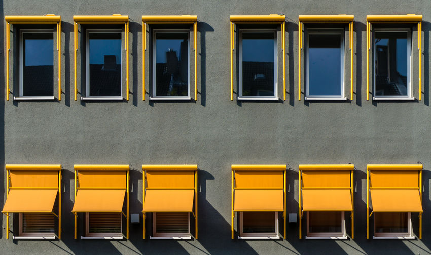 Windows with blinds