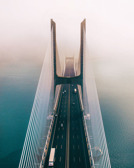 View of suspension bridge against sky