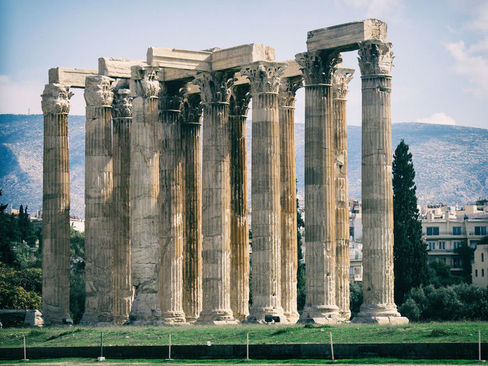 Ancient columns in athens, greece