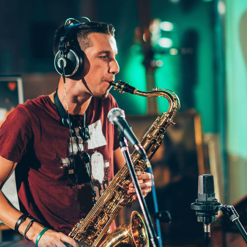 Saxophonist playing saxophone