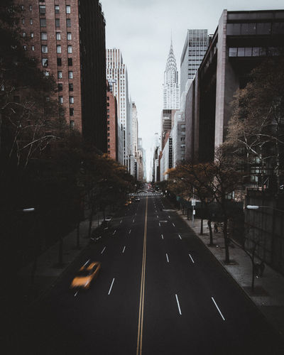Road passing through city