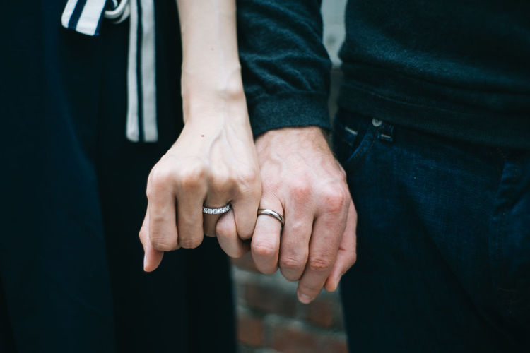 Cropped hand showing wedding rings