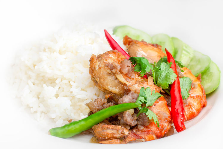 High angle view of meal served in plate