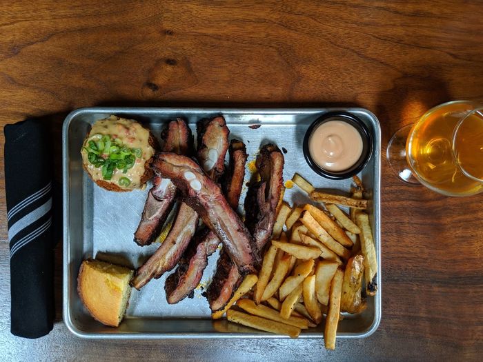 High angle view of food on table