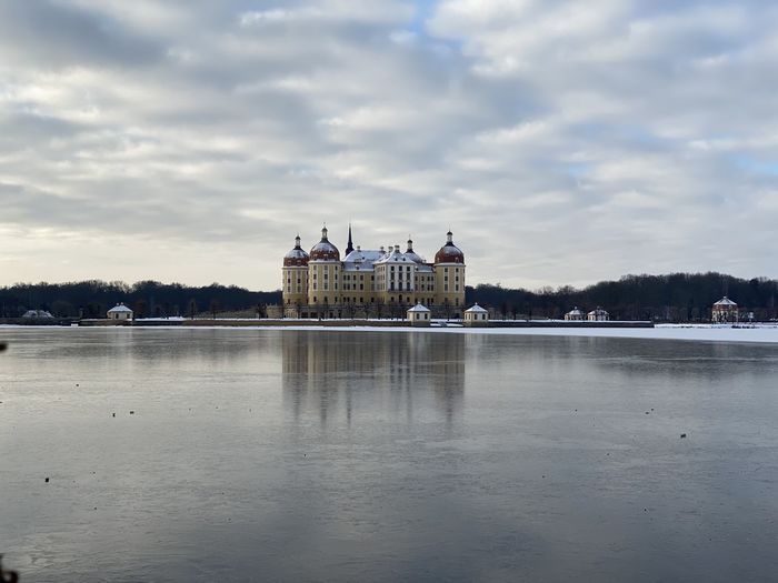 Moritzburg castle with iced lake saxony germany