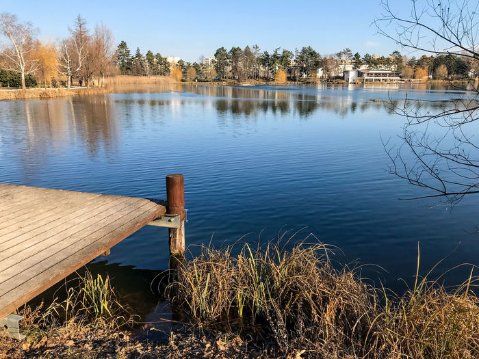 Scenic view of lake against sky