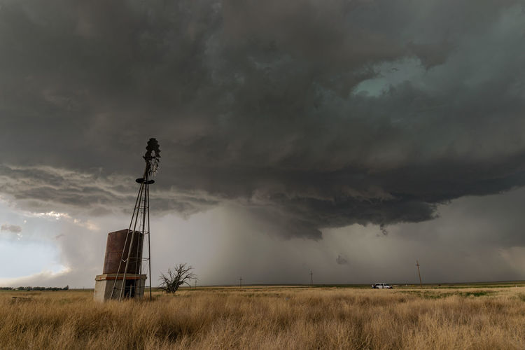 Texas windmill against the storm