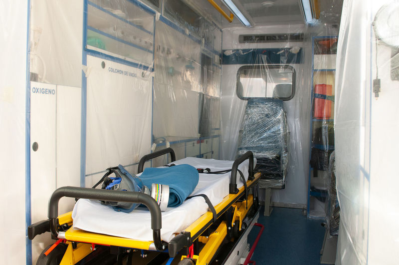 Ambulance bed for virus or pandemic isolated