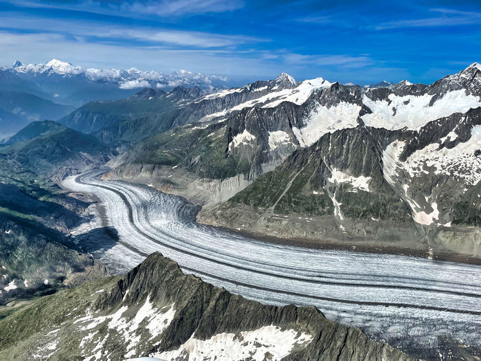 Scenic view of snowcapped mountains against sky glacier aletsch