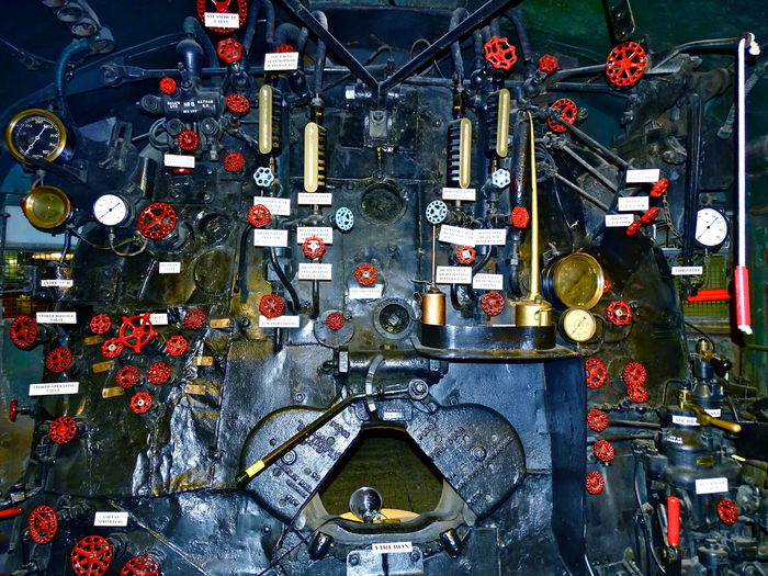 High angle view of valves on machinery