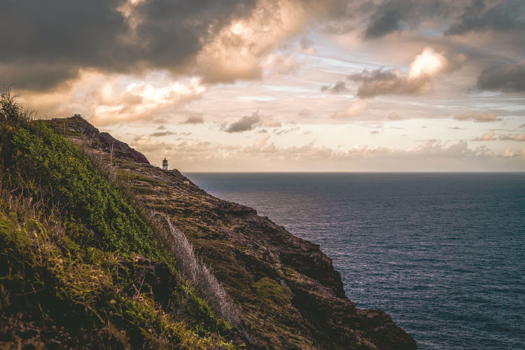 Scenic view of sea against sky during sunset