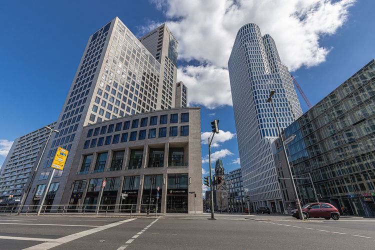 Modern buildings against sky in city