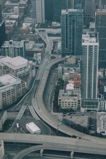 Aerial view over empty streets of san francisco