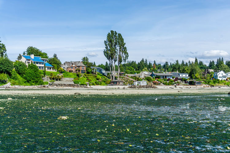 The water of the puget sound is low in normandy park, washington.