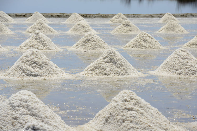 Heap of salt at flat lake