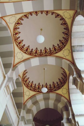 Low angle view of illuminated ceiling